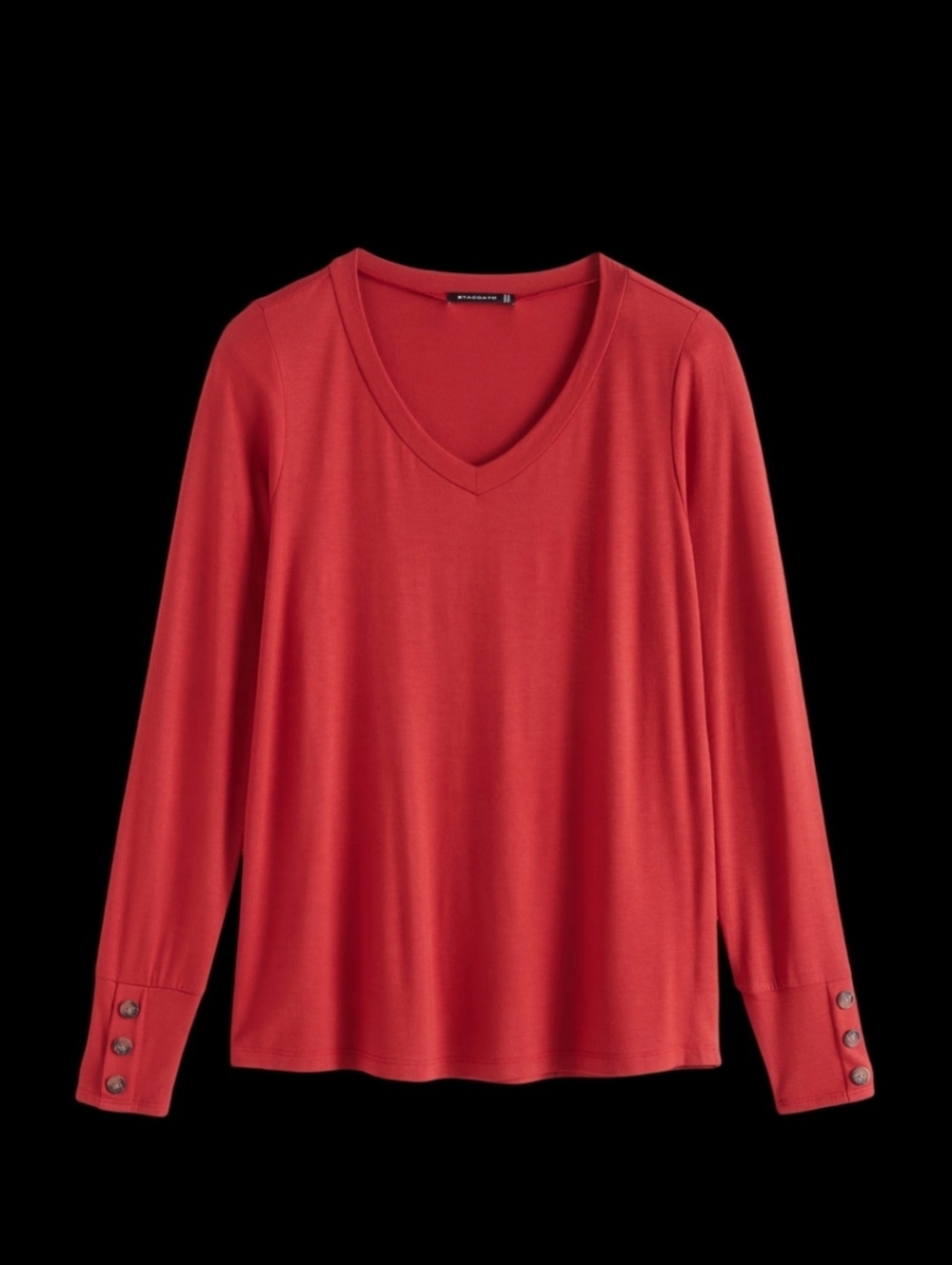 Staccato Red Long Sleeve V-Neck Top